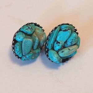 Vintage Jan Michaels Turquoise Silver Earrings